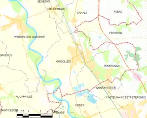 Poziția localității Grisolles