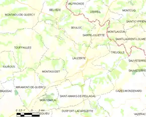 Poziția localității Lauzerte