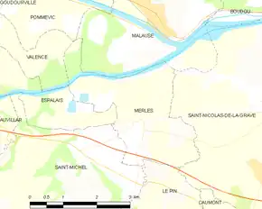 Poziția localității Merles