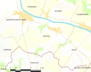 Poziția localității Orgueil