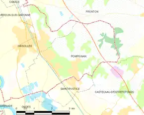 Poziția localității Pompignan
