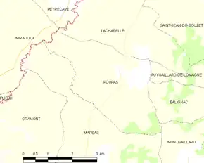 Poziția localității Poupas