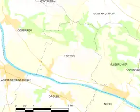 Poziția localității Reyniès