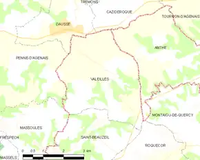 Poziția localității Valeilles