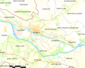 Poziția localității Valence