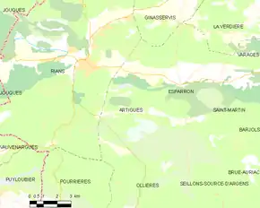 Poziția localității Artigues