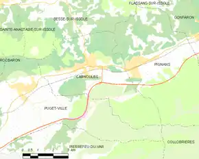 Poziția localității Carnoules