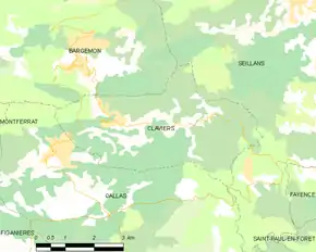Poziția localității Claviers