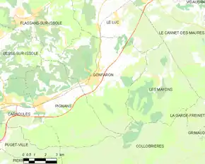 Poziția localității Gonfaron