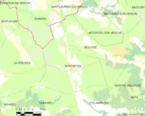 Poziția localității Montmeyan