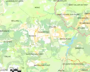 Poziția localității Tourrettes