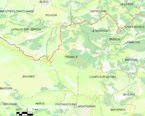 Poziția localității Trigance