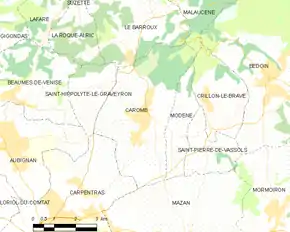 Poziția localității Caromb