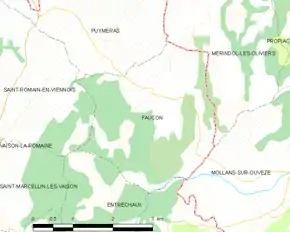 Poziția localității Faucon