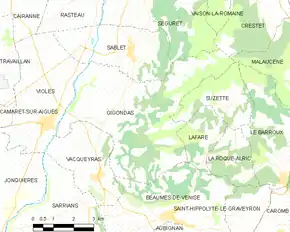 Poziția localității Gigondas