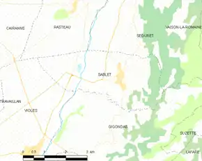 Poziția localității Sablet