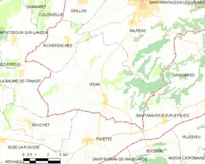 Poziția localității Visan