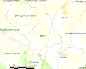Poziția localității Cezais