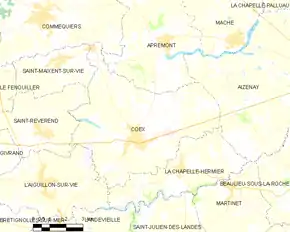 Poziția localității Coëx