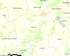 Poziția localității Antigny