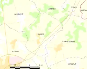 Poziția localității Basses