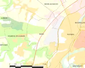 Poziția localității Biard