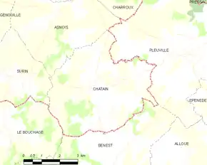 Poziția localității Chatain