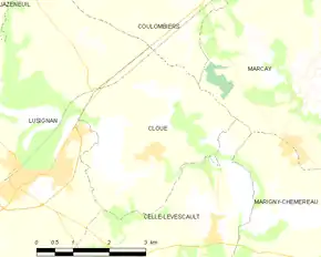 Poziția localității Cloué