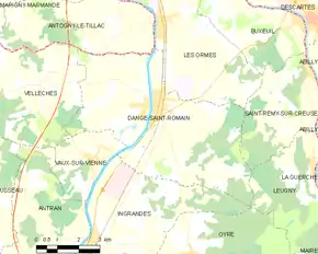 Poziția localității Dangé-Saint-Romain