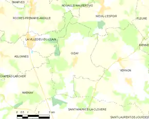 Poziția localității Gizay