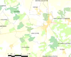 Poziția localității Lencloître