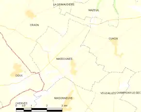 Poziția localității Massognes