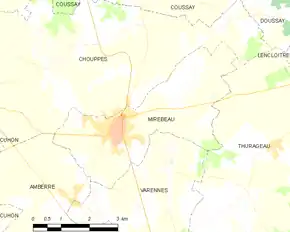 Poziția localității Mirebeau