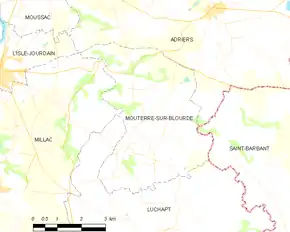 Poziția localității Mouterre-sur-Blourde