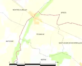 Poziția localității Pouançay