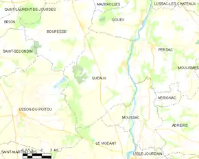 Poziția localității Queaux