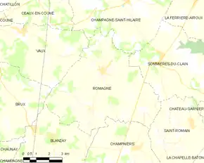 Poziția localității Romagne