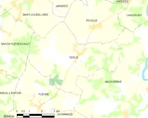 Poziția localității Tercé