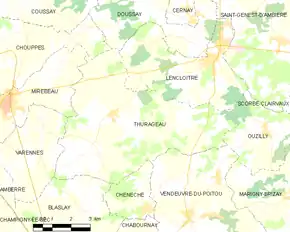 Poziția localității Thurageau