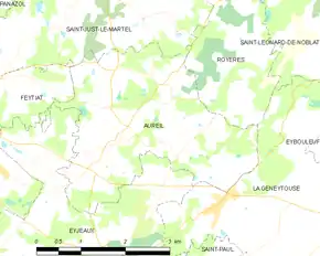 Poziția localității Aureil