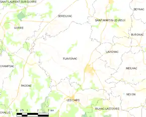 Poziția localității Flavignac