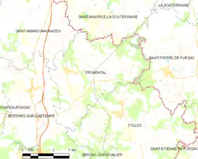 Poziția localității Fromental