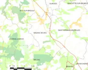 Poziția localității Magnac-Bourg