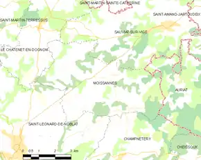 Poziția localității Moissannes