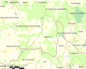 Poziția localității Andryes