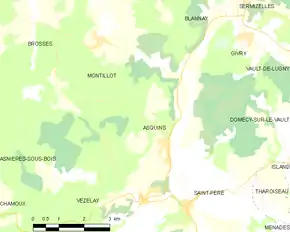 Poziția localității Asquins