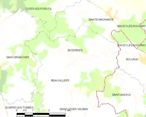 Poziția localității Bussières