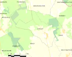 Poziția localității Chailley