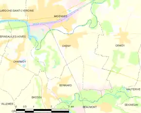 Poziția localității Cheny