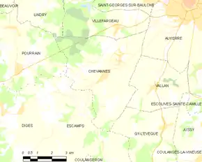 Poziția localității Chevannes